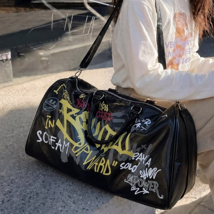 American graffiti letter large capacity travel bag fitness bag