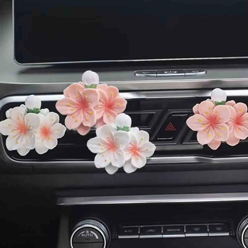 3D Blossom Aromatherapy Gypsum Car Air Outlet DIY Car Air Freshener Peach Blossom Aroma Diffuser Car Decoration Accessories
