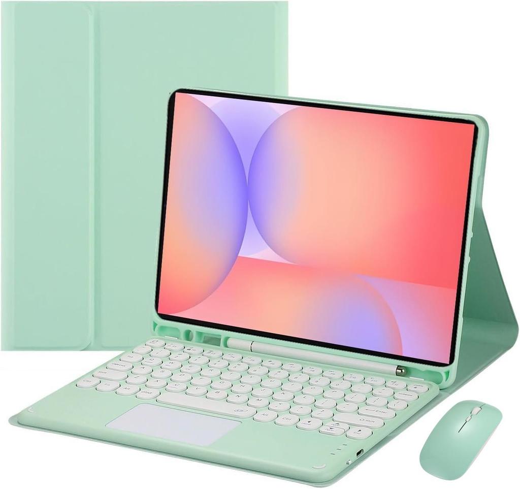 Kompatible Samsung Tablet Hülle mit Leder Bluetooth Tastatur für S10 Lite/S9/A11 Plus/FE Plus