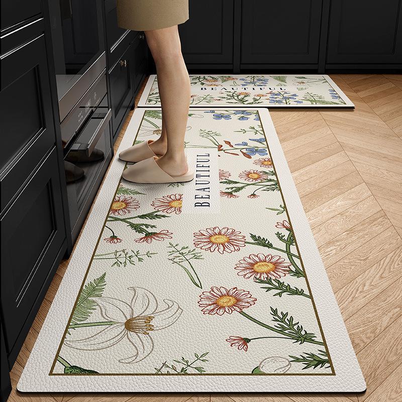 American Kitchen Special Floor Mats for Anti-slip  Oil-resistant Wipeable Carpet Diatom Mud Water-absorbing Mats Waterproof Foot Mats