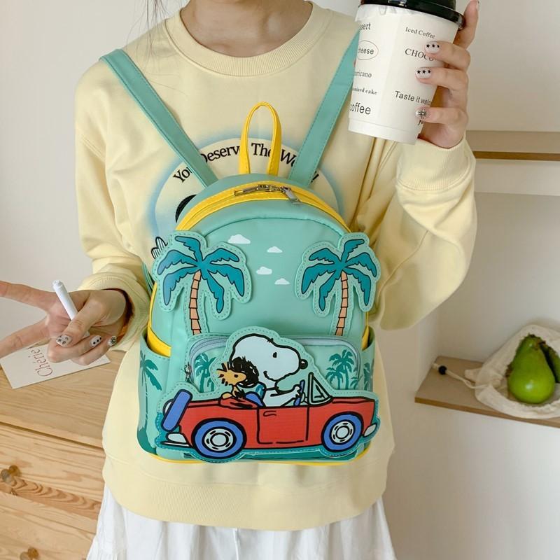 With Backpack Green Spliced Pu Material And Zipper Closure Travel For