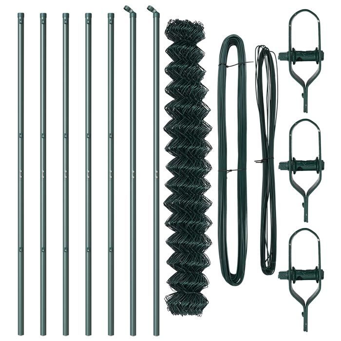 VidaXL Clôture en Maillon de Chaîne avec 7 Poteaux 1.6x10 m Acier Galvanisé Vert 3351081