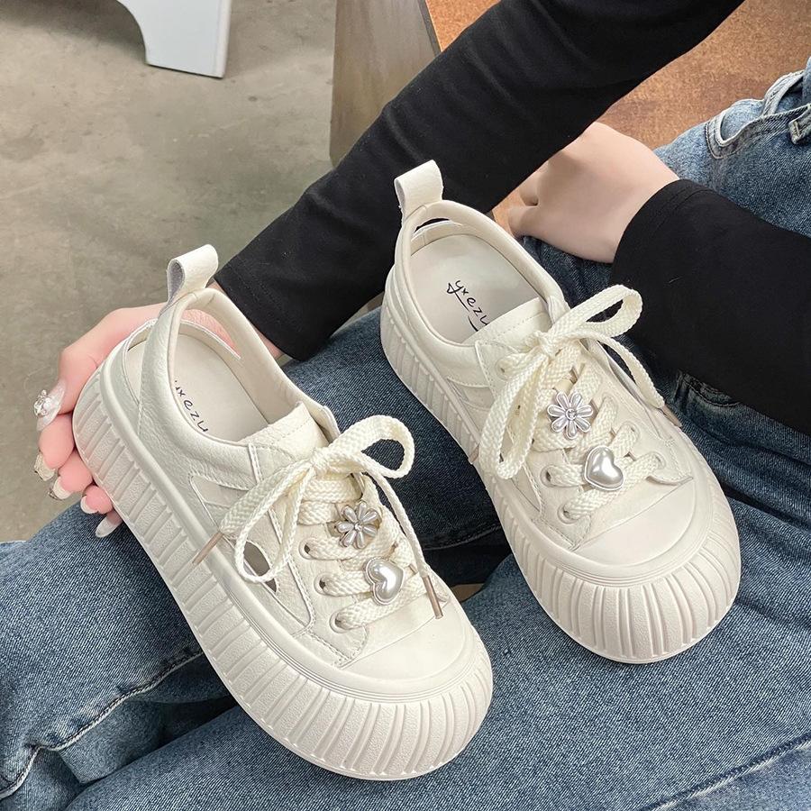 

Casual sports hole shoes summer 2025 new leather hollow breathable little white shoes platform shoes bag head sandals 40 бежевий