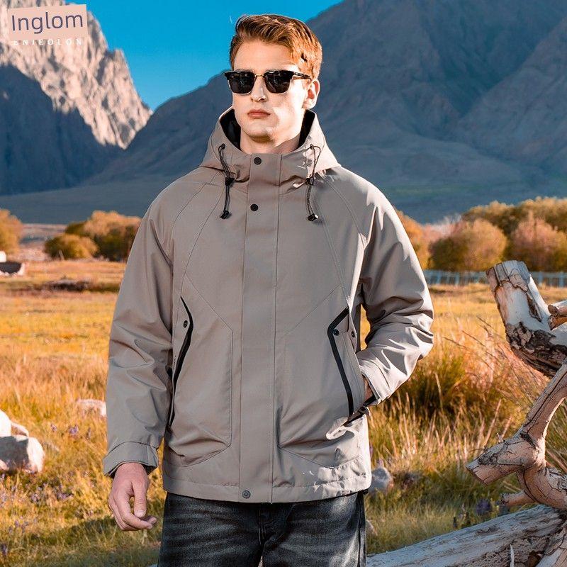 

Yingjuelun Lightweight Hooded Workwear Cotton Jacket for Men 2025 Winter Cotton Coat Casual Warm Jacket Mountaineering Jacket Smoke Gray M