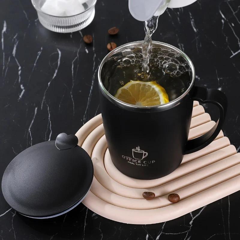 350ml Thermosbecher 304 Edelstahl Kaffeetasse mit Griff Auslaufsichere Vakuumflasche Isolierbecher Tragbare Thermoswasserflasche