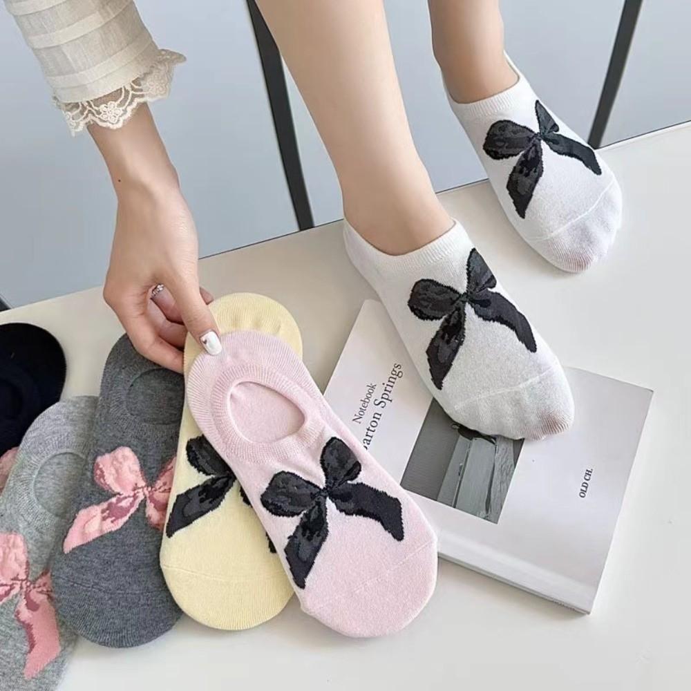 6 Pair Sweet Bow Socks Thin Ankle Socks Shallow Mouth Cotton Socks  Girl