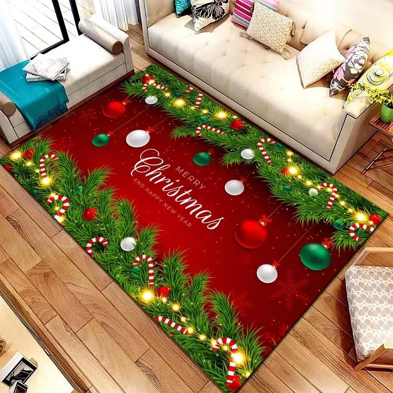 Merry Christmas Decoration Welcome Home Anti-Slip Door Mat Carpet Santa Flannel Floor Rugs for Living Room Home Decor Rug