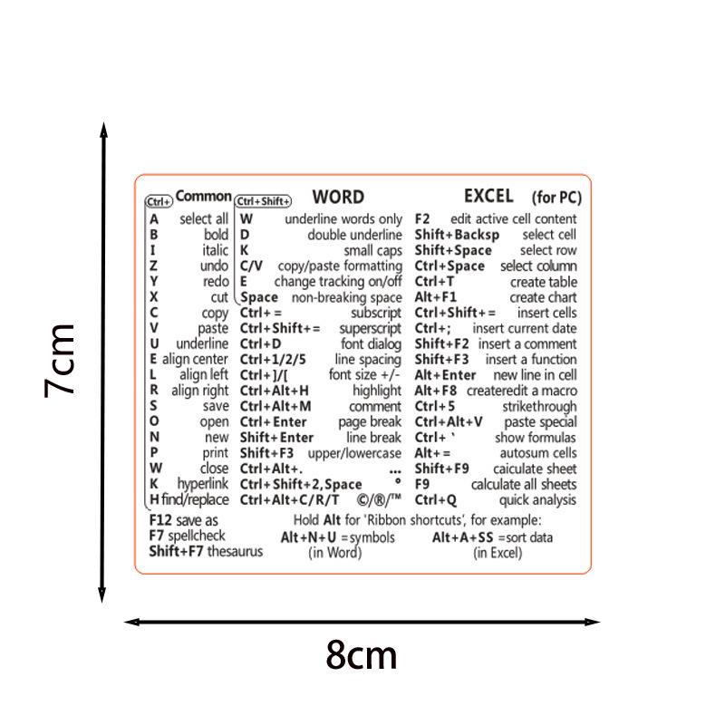 Waterproof Keyboard Shortcuts Sticker for Windows/MacBook Laptops