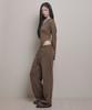AWOSWEIB Wide Waist Straight Pants - Coffee Brown