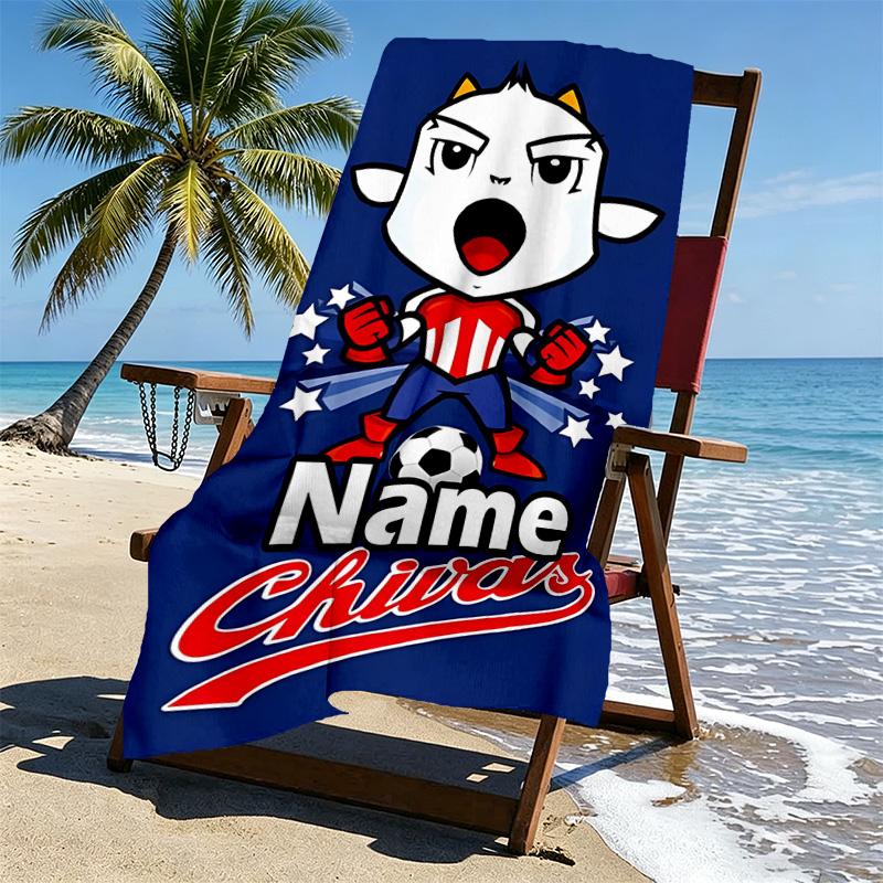 Custom Name Personalized Club Deportivo Guadalajara Print Beach Towel, for Trip Camping Beach Party Home Decor, Birthday Gift for Family & Friends