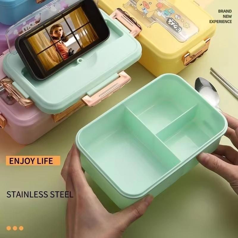 3-Grid Lunch Boxes For Children Portable Kawaii Cute Food Storage Containers Compartment Tuppers Food School Office Workers