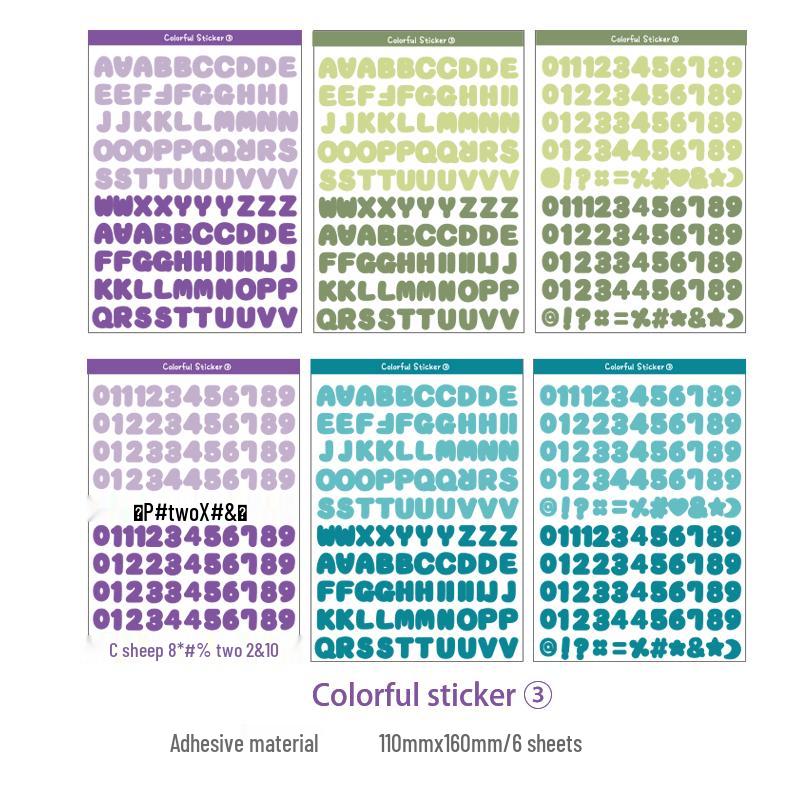 Korean Style Colorful Number & Letter Stickers for Decoration & Album Diaries