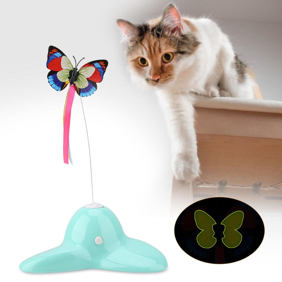 Electric Rotating Butterfly Cat Toy For Indoor Cats Interactive Automatic Spinning Flashing Butterfly Teaser Stimulating Prey Instinct Exercise