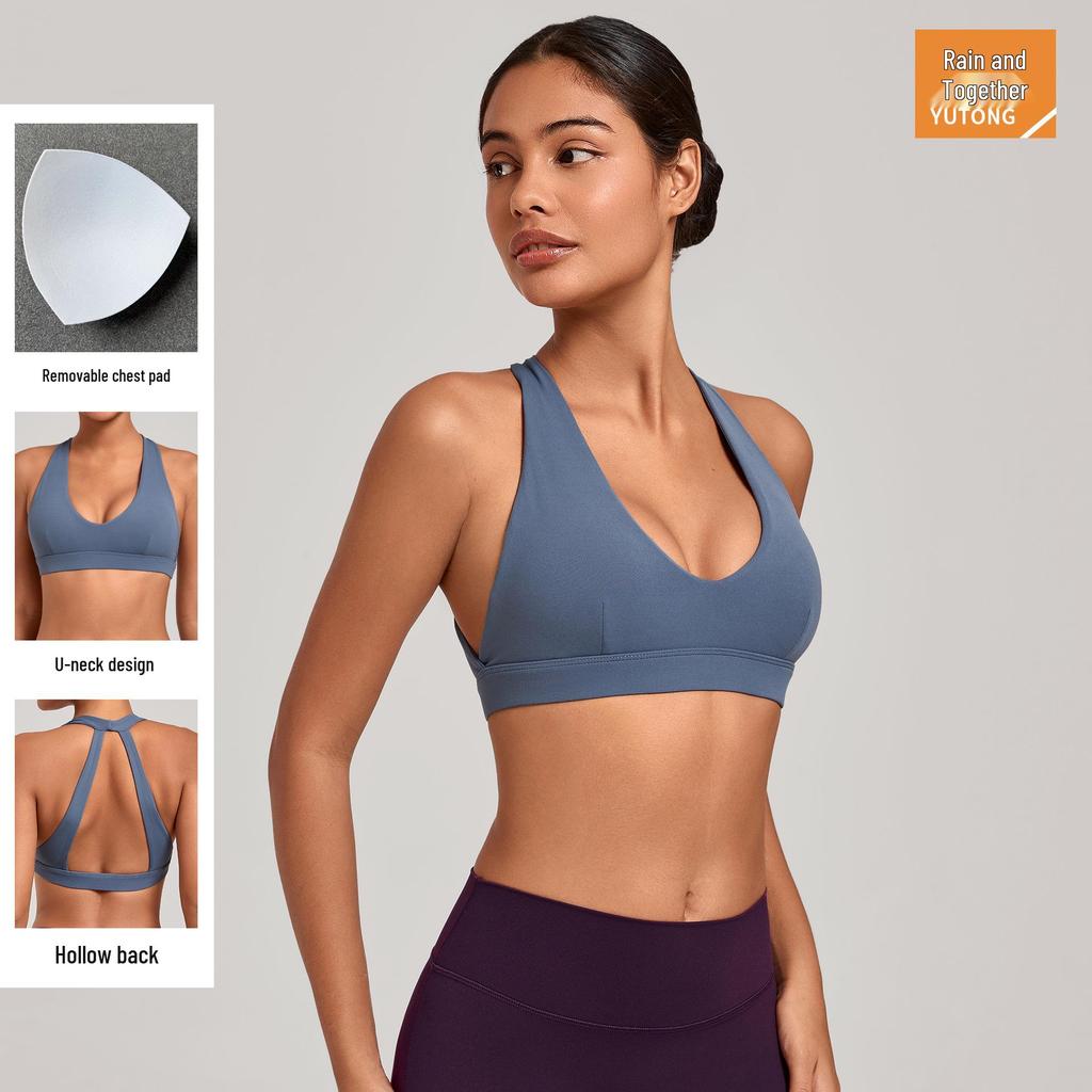 Cross-Strap Halter Neck Yoga Bra for Running and Fitness