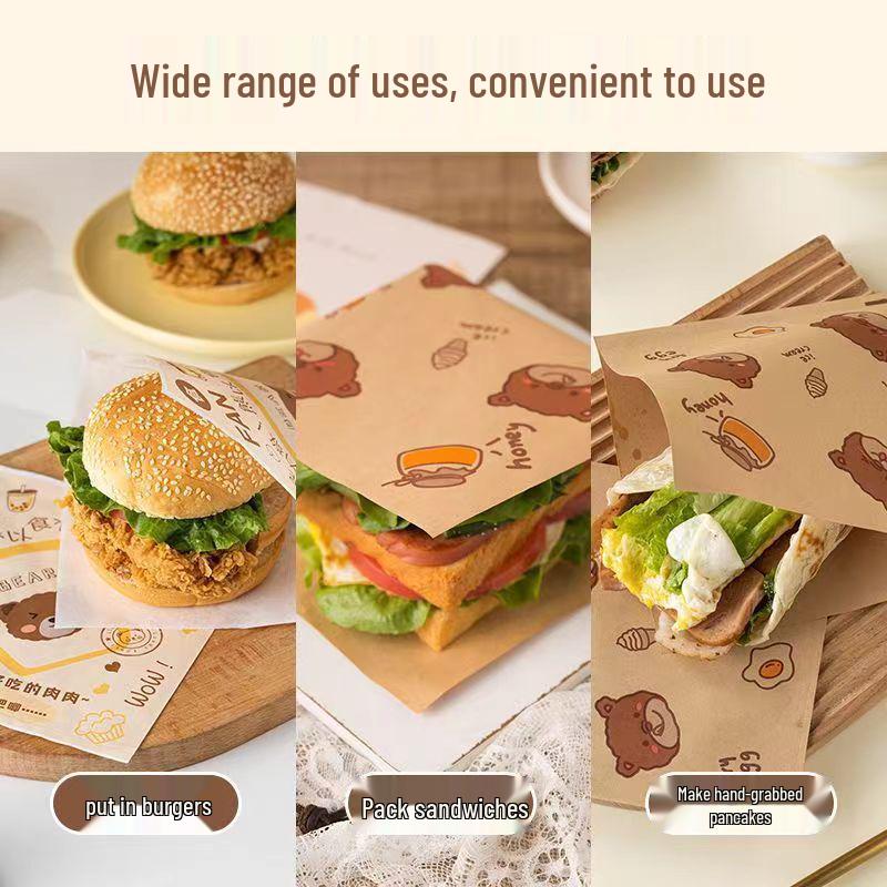 Disposable Oil-Proof Food-Grade Sandwich & Burger Wrapping Paper Liner