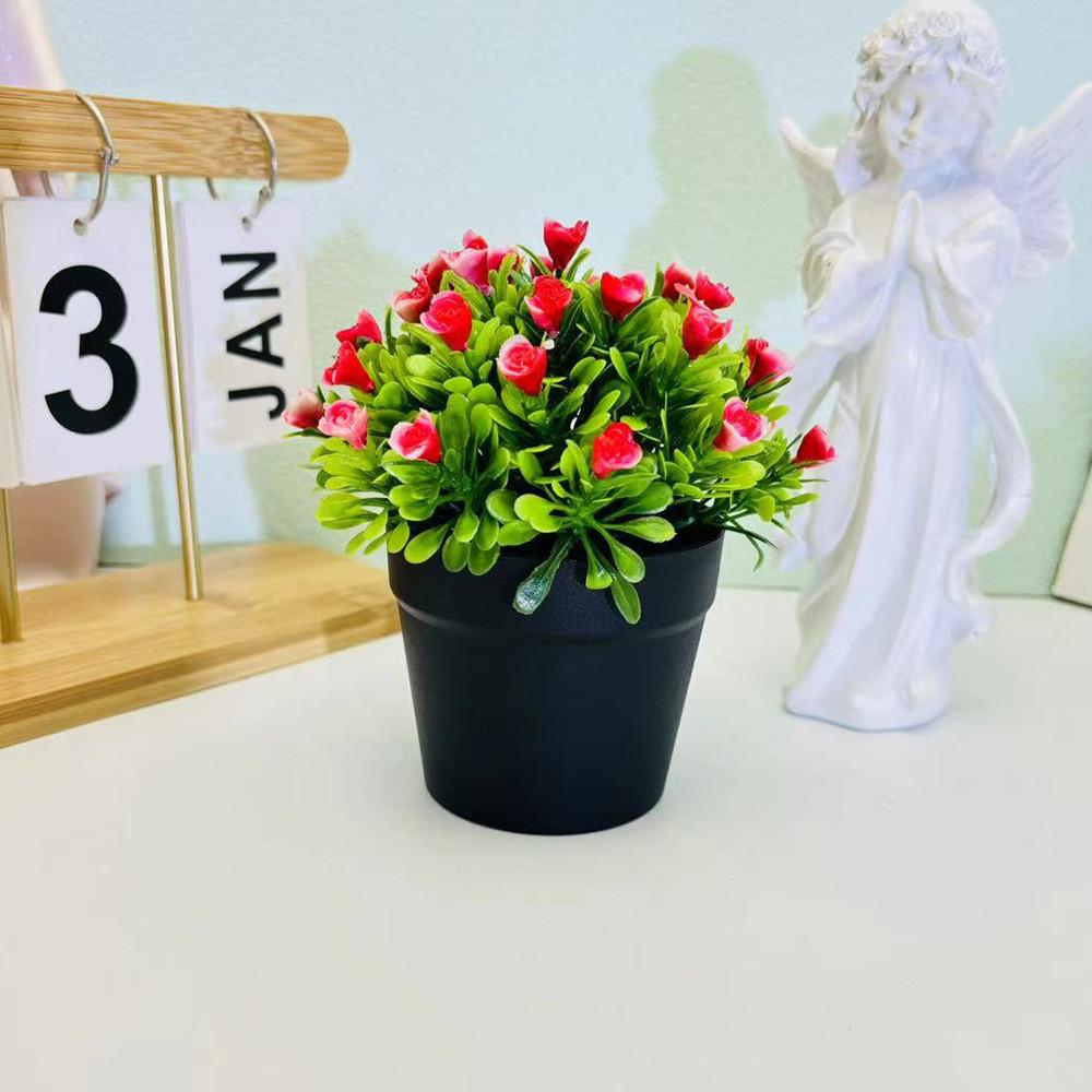 

Ball Flower Rose Greenery For Wedding Decor Home Office Display Tabletop Bright Red