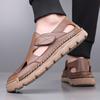 Fashion 2025 Men's Leather Sandals Breathable Soft Sole Flats Comfortable Outdoor Walking Shoes Men Summer Casual Slip-on Beach Loafers