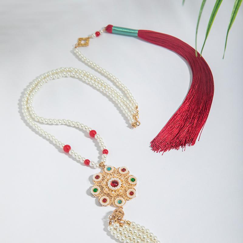 

Бусины кисточка длинное ожерелье женщины китайские винтажные украшения аксессуар свитер цепочка