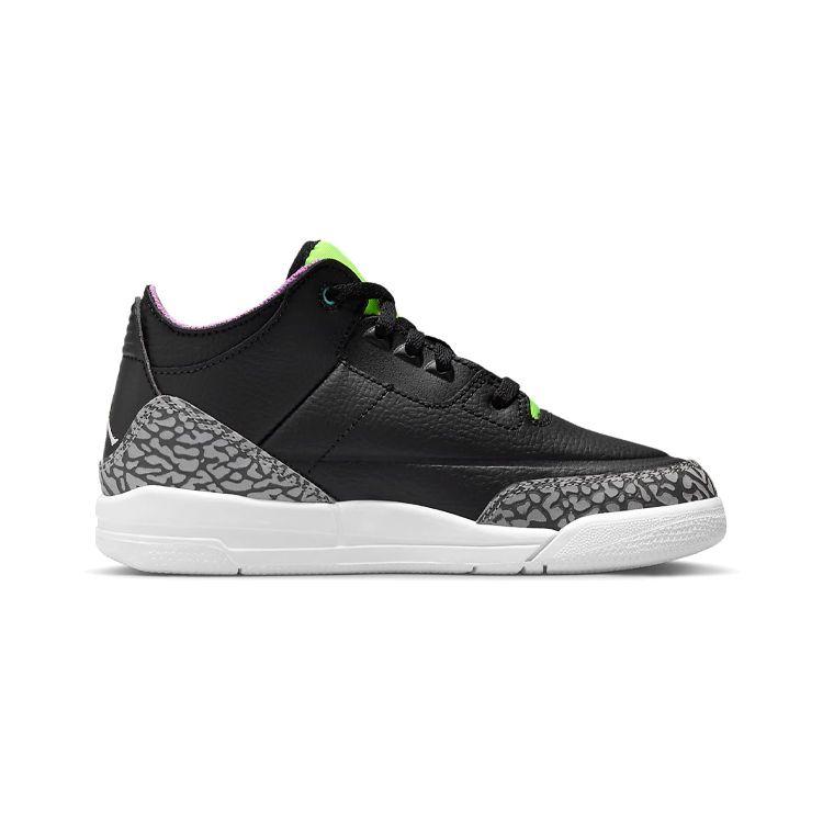 Air Jordan 3 Retro PS Electric Green Kids Sneakers Black White Violet-Shock DA2306-003