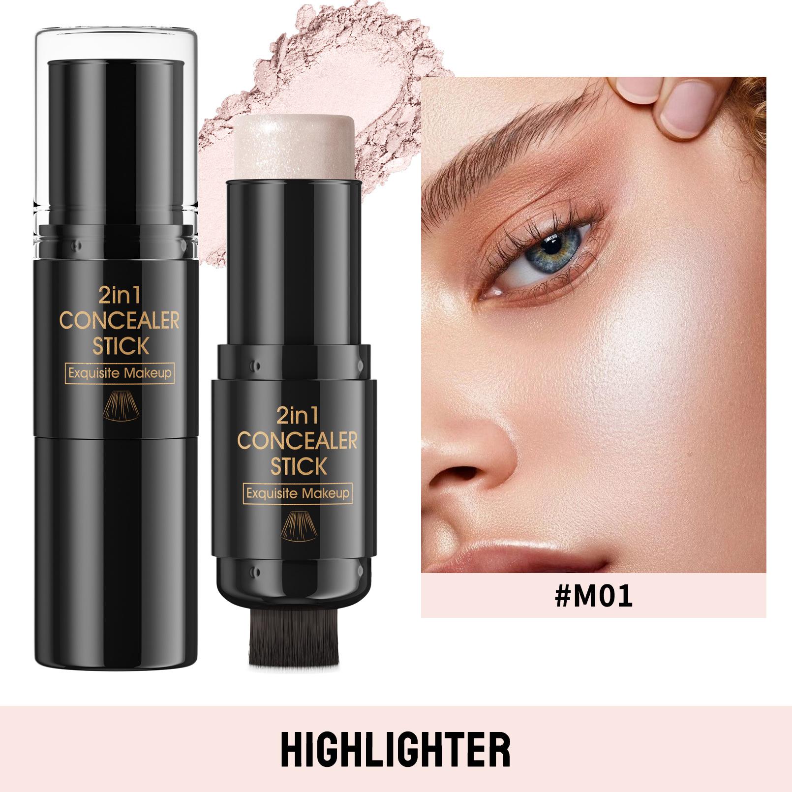Двухголовый карандаш для макияжа Highlight Blush с кисточкой, трехмерный контурный консилер