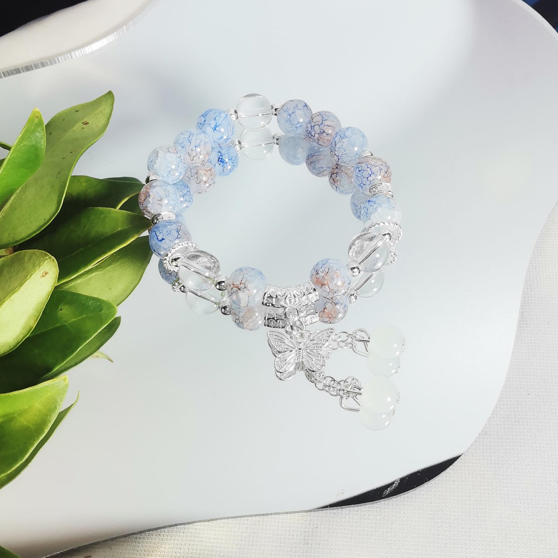 

Elegant Crystal Butterfly Beaded Bracelet