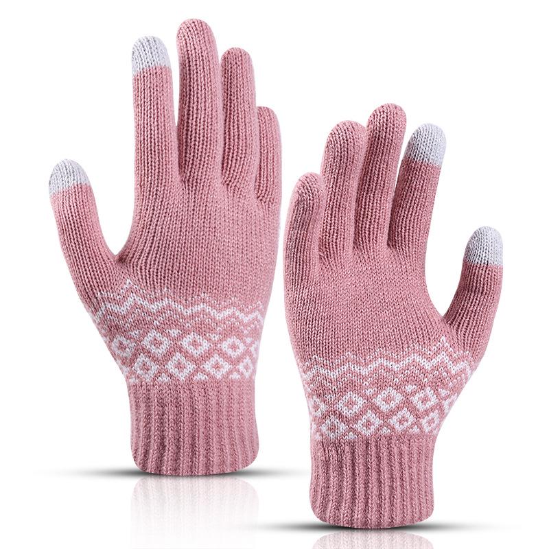 Women's Touchscreen Wool-Blend Jacquard Gloves - Winter Warmth