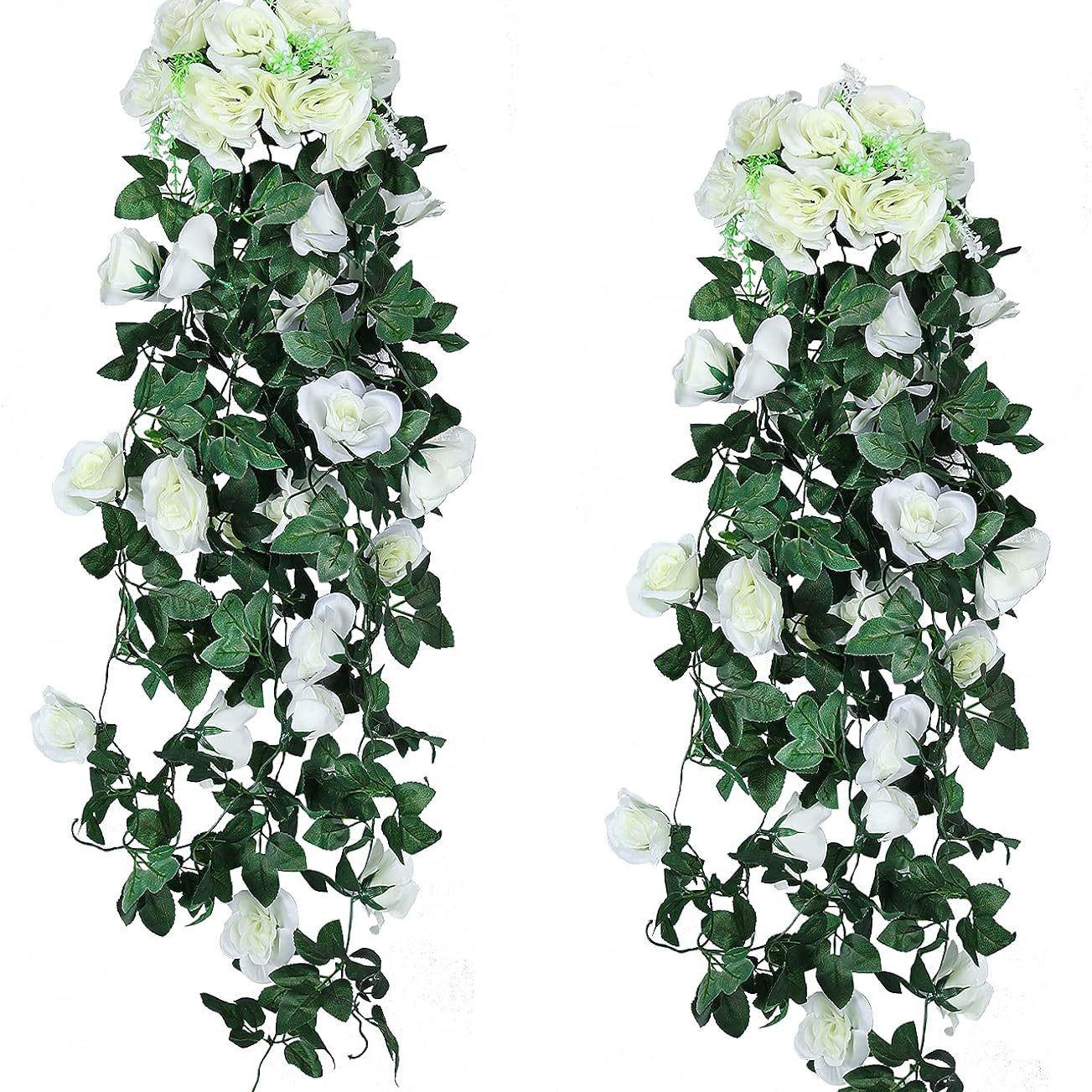 Simulated Roses Valentine s Day Wedding Mother s Day Thanksgiving Indoor Home Outdoor Garden Hanging Decoration белый