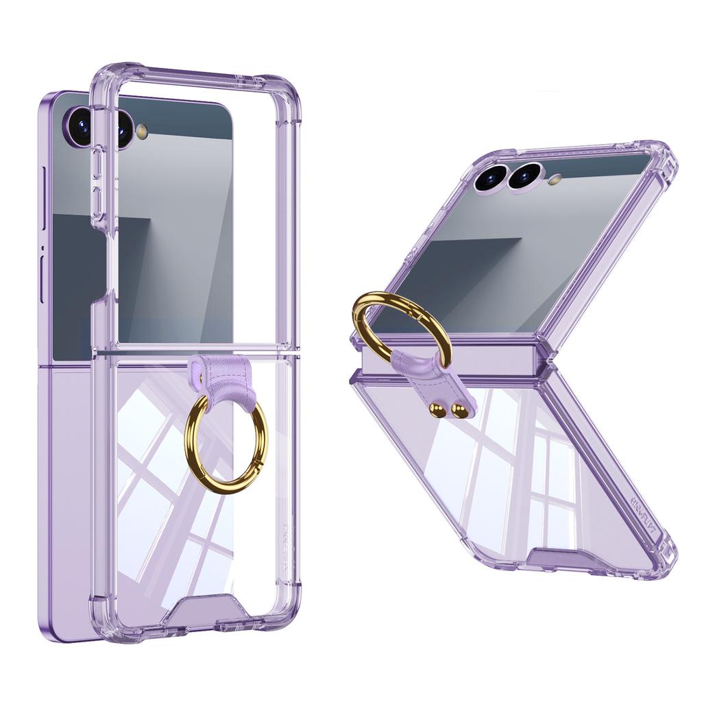 Samsung Zflip7 Mobile Phone Case Transparent Airbag Ring Connected Simple Anti Fall Folding Full Package