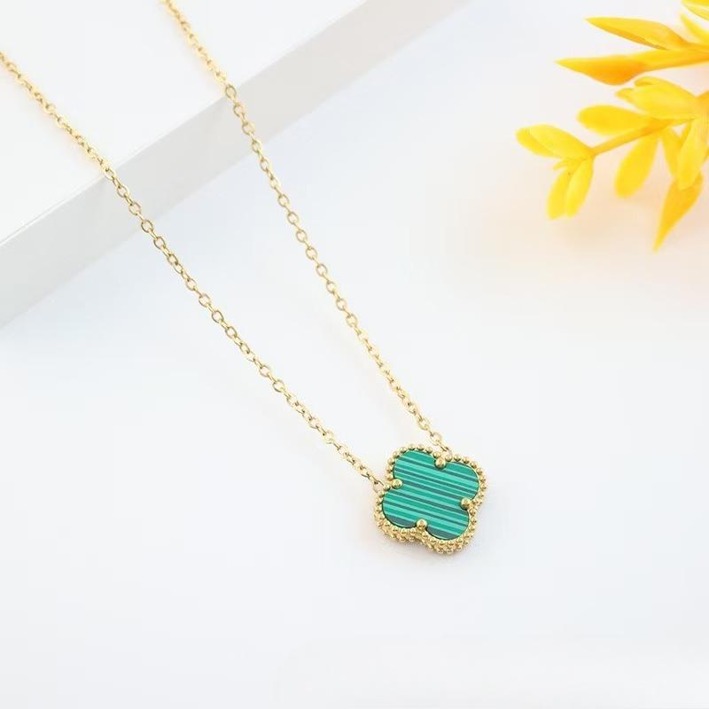 

Двусторонняя подвеска-ожерелье «Четырехлистный клевер» 13 мм, украшение, счастливый четырехлистный клевер, 18K, не тускнеющее ожерелье 13mm зелёный