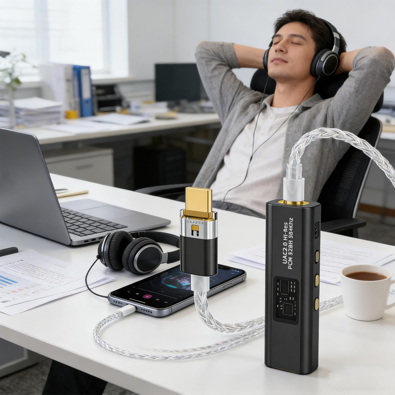 

HIFI Type C Headphone Amplifier With 124dB Noise Radio Enhances Auditory Playbacks And Recording чорний
