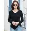 Autumn New Long Sleeve Irregular Waist T-Shirt Versatile Solid Color Slimming Elegant Women's Top