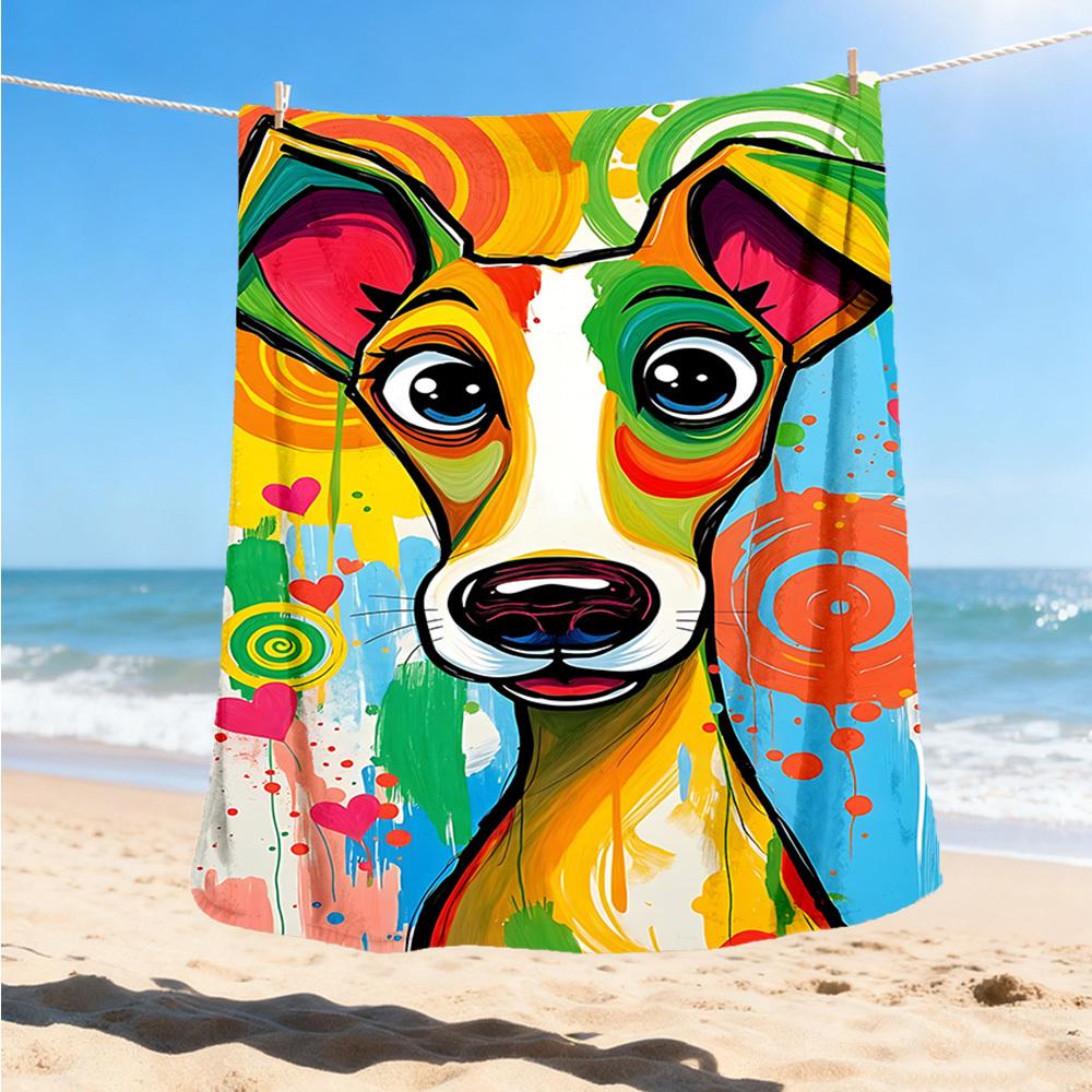 1pc Colorful Dog Art Print Throw Blanket Polyester Fiber, Lightweight Flannel, Soft & Warm, All Season Use for Outdoor, Camping Digital Print