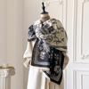 Women's Floral Print Thick Jacquard Faux Cashmere Scarf - Warm Simple Fashion Shawl for Autumn & Winter