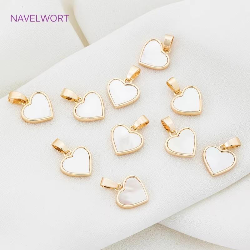 Wholesale 18k Gold Plated Brass Heart/Butterfly Pendants Charms,Natural Shell Charms For Jewelry Making,DIY Necklace Accessories