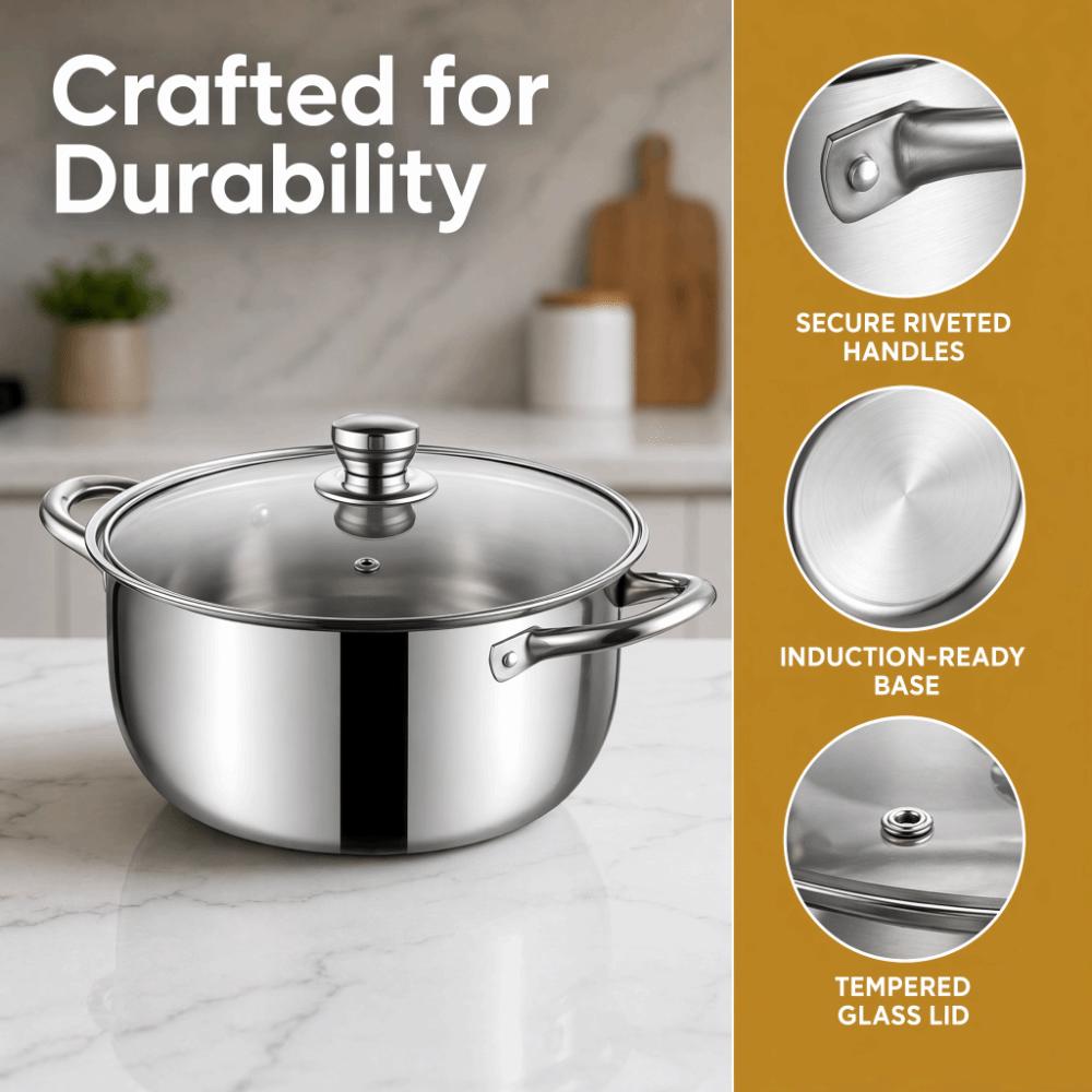 Stainless Steel Double Bottom Soup Pot with Lid Induction Cooker Pot  General Use
