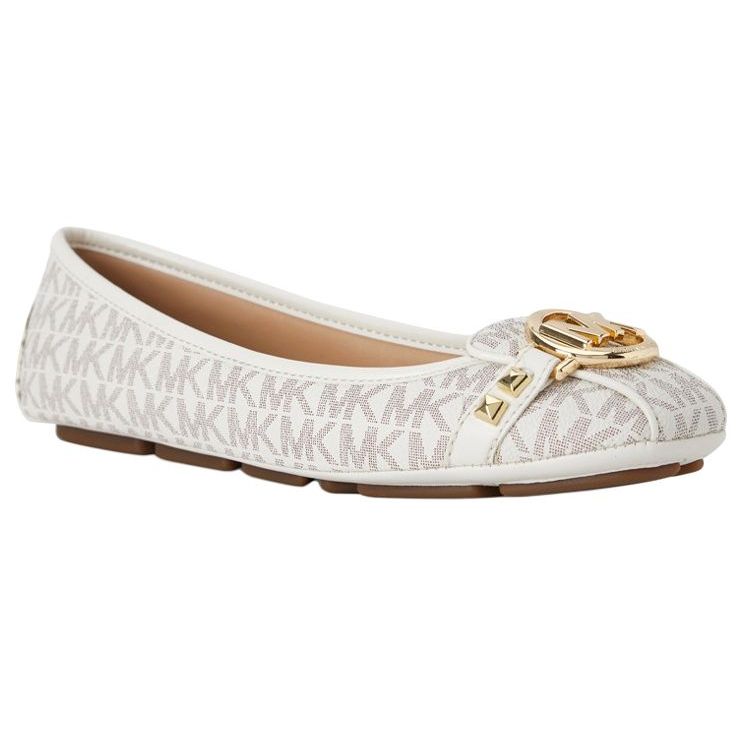 Michael Kors Scarpe da Ginnastica Casual Moda Slip-On con Logo MK Donna Bianco Vaniglia 49T8FUFR1B150