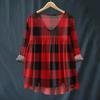 Women's Fashionable And Casual Shirt Long-sleeved V-neck Print Cotton And Linen Blouse