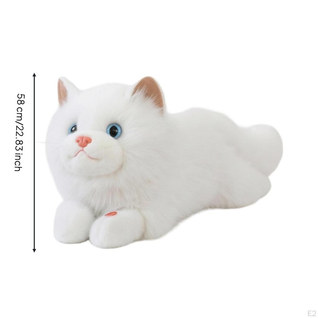 Cuddly Cat with Sound Soft Toy Huggable for Kids, Toddlers, Bedtime, Nursery Decor White
