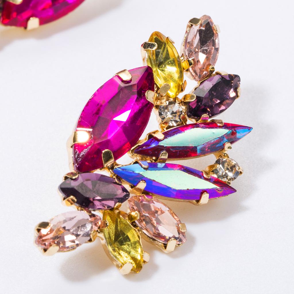 Women's Trendy Simple Feather Earrings with Blue Full Diamond Earrings