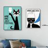 Retro Wein und Jazz, Sommerfest, Poster, Leinwand, Gemälde, abstrakte Katzen, Getränke, Wandkunst für das moderne Wohnzimmer, Wohndekor