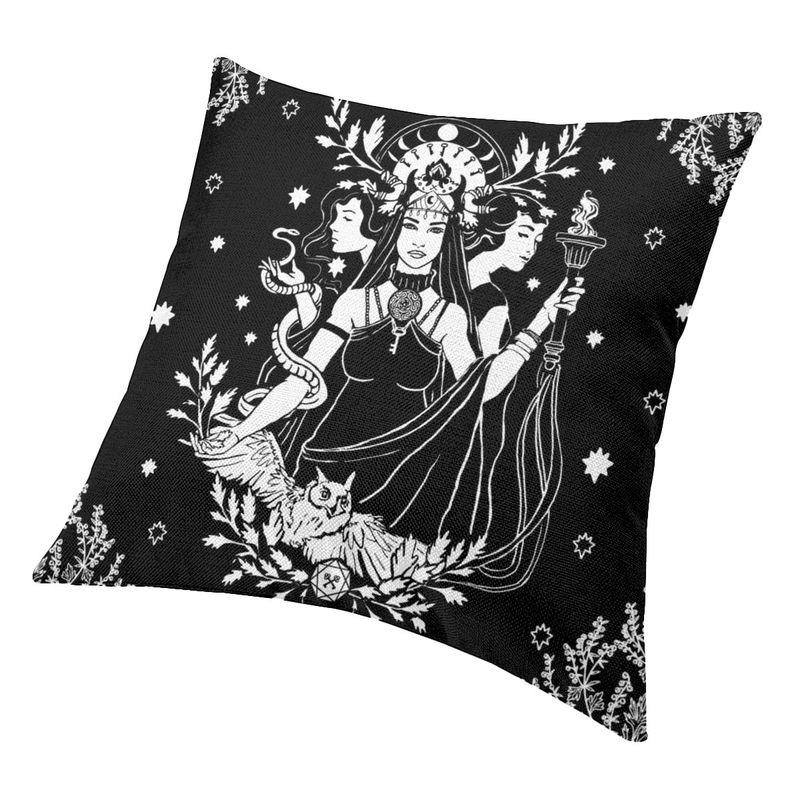 Hekate Triple Goddess Cushion Cover Ting Goth Occult Halloween Witch Floor Pillow Case Sofa Custom Pillowcase Home Decoration