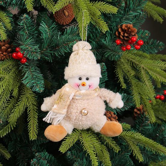 Christmas Tree Doll Decoration with Lanyard Easy to Hang Adorable Snowman Santa Claus Christmas Tree Hanging Ornament