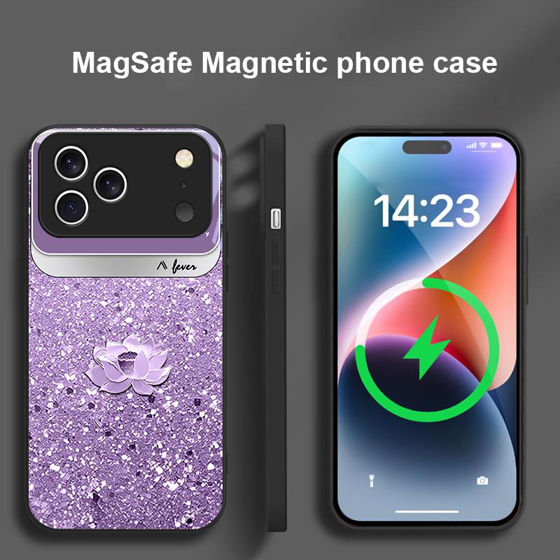 Pink gradient lotus For iPhone 17 Pro Max 16 E 15 14 13 Plus 12 mini 11 17 Air XR Xs Max 7 Plus Magsafe Glass Phone Case