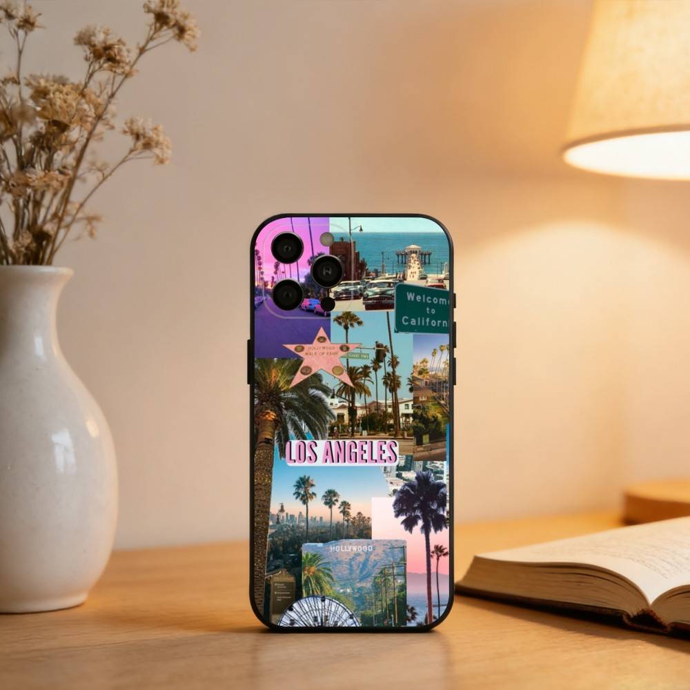 California Travel Los Angeles   Phone Case For iPhone 17,16,15,14,13,12,11 Plus,Pro Max,XS,Soft Silicone Black Cover