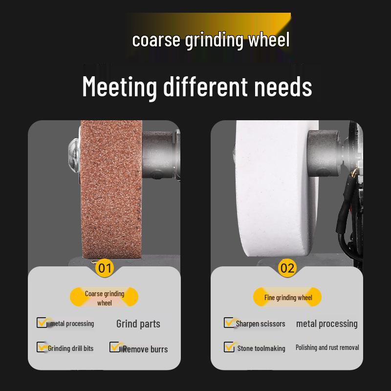 Multi-functional Desktop Mini Grinding Machine: Electric Knife Sharpener, Rust Remover & Polisher with Coarse and Fine Double Sanding Wheels