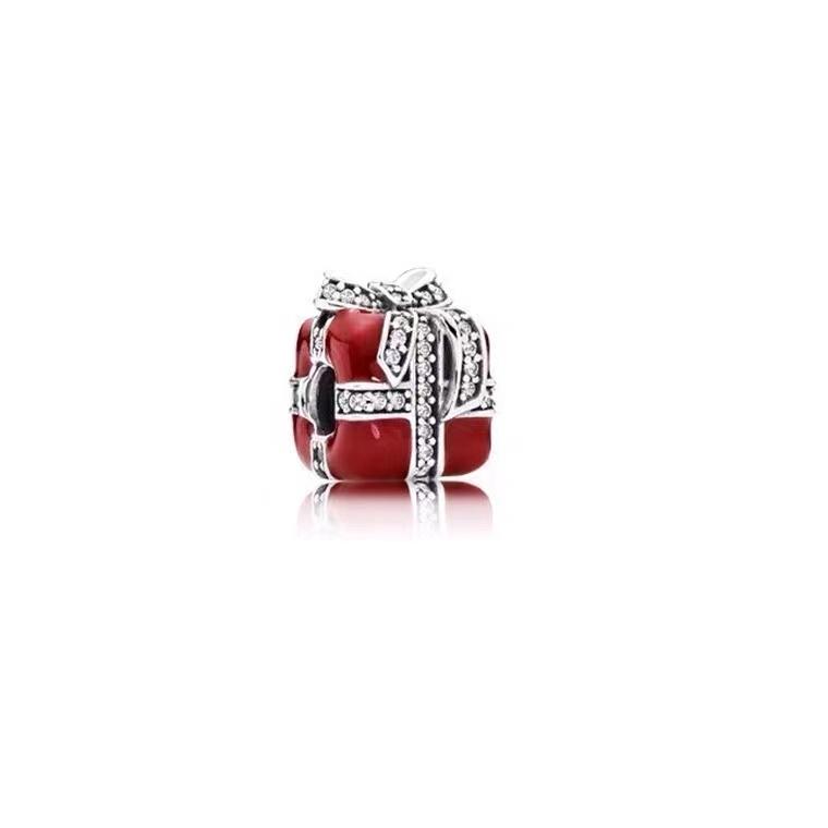 NEW Sparkling Red Series Charm Bead Clip Fit Original Silver Bracelet DIY Jewelry Christmas Gift Reindeer Motorcycle Dangle