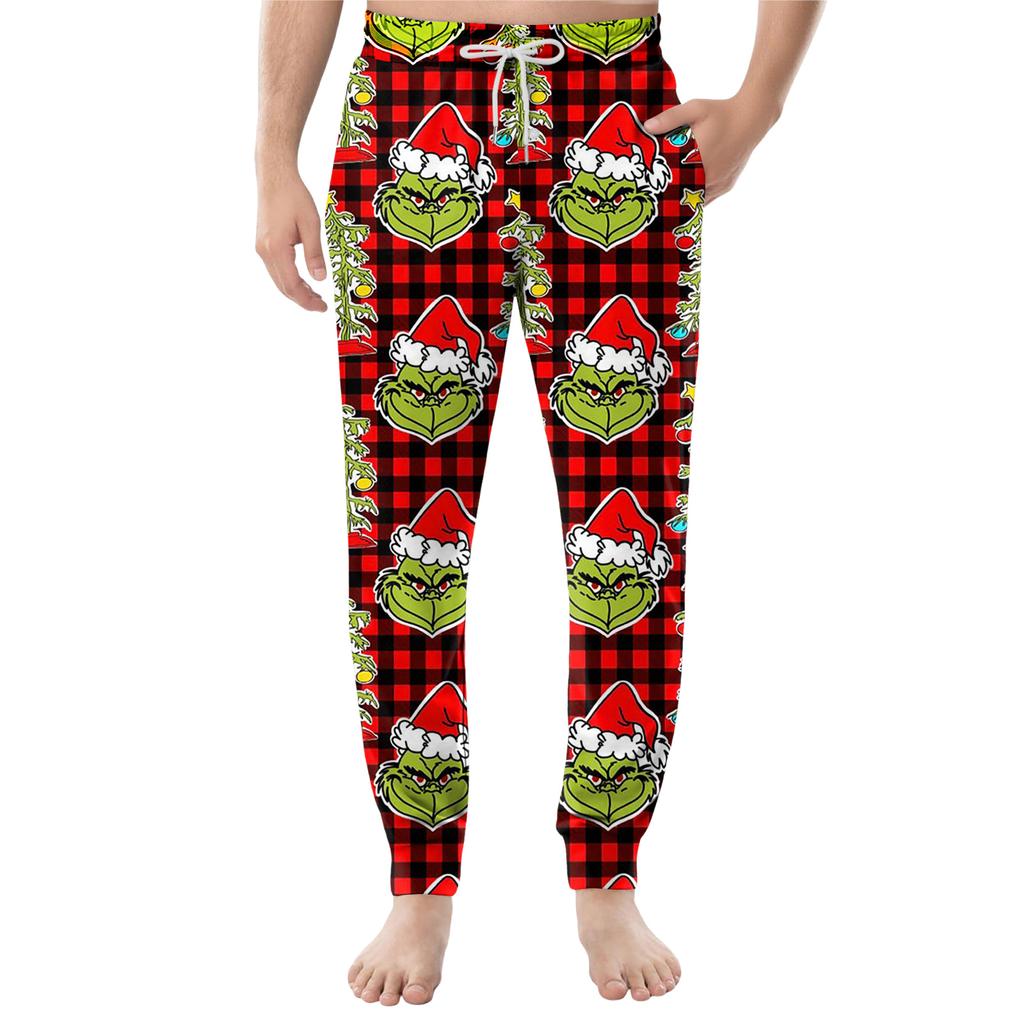 Men's Drawstring Pocket Cuffed Casual Pants Home Sleep Pants