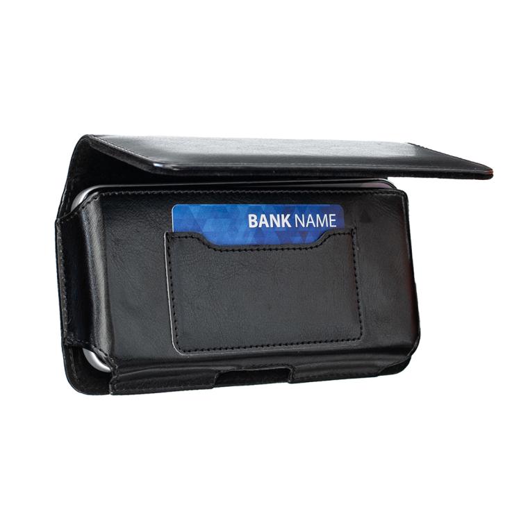 Black Horizontal Vegan Leather Phone Waist Bag For 6.3 Inch Mobile Phone Belt Pouch Portable Carry Holster Case