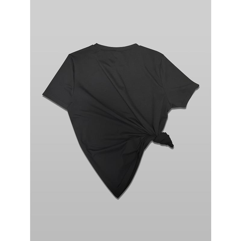 Camiseta Casual Estampada Feminina Tamanho Europeu com Design Moderno de Cabelos Cacheados e Laço de Leopardo, Adequada para Trajes Casuais na Primavera Verão Outono