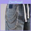 Metal Chain Waist Belt With Multilayer Beaded Design For Men And Women